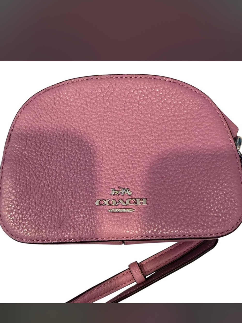 Coach Pinkish purple Pebbled Leather Crossbody with Gold Logo - Picture 5 of 5